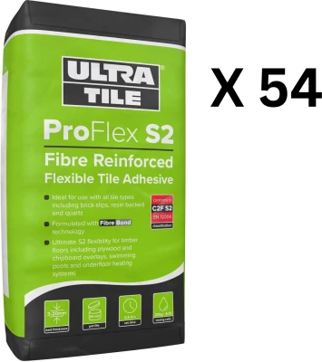 Ultra-Tile ProFlex S2 Flexible Fibre Reinforced Tile Adhesive (Grey) - 54 Bags