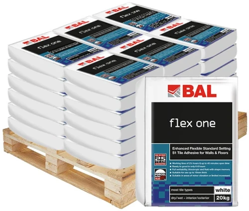 BAL Flex One Tile Adhesive White 20kg - 50 Bags