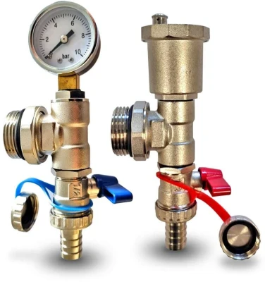 Harmoni Fill & Drain Valves w/ Pressure Gauge (Pair)