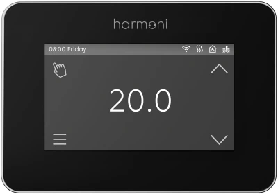 Harmoni Touch-E Black Wi-Fi Thermostat - 16 Amp