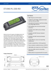 Mirror Demister Pad Transformer 5-40VA Technical Datasheet