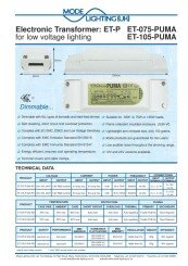 Mirror Demister Pad Transformer 35-75VA Technical Datasheet