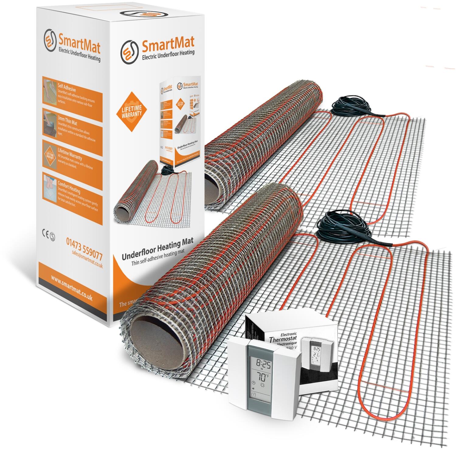 SmartMat 100w/m2 15.0m2 1500w Underfloor Heating Kit + Aube TH232 Thermostat Element Shop