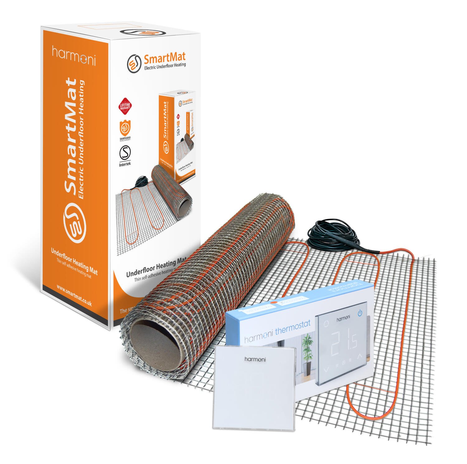 SmartMat 150w/m2 12.0m2 1800w Underfloor Heating Kit + Harmoni HTP100